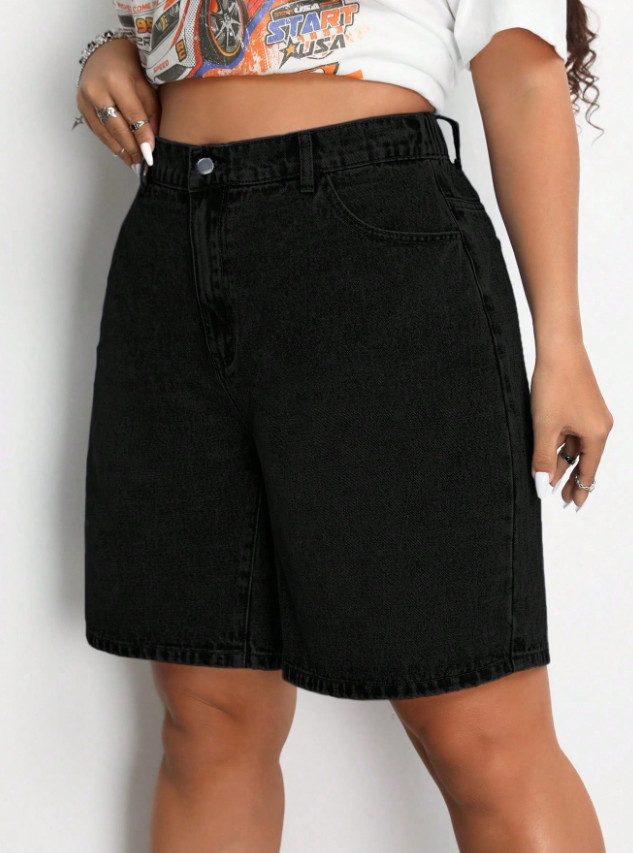 CZARNE KRÓTKIE SPODENKI JEANS
