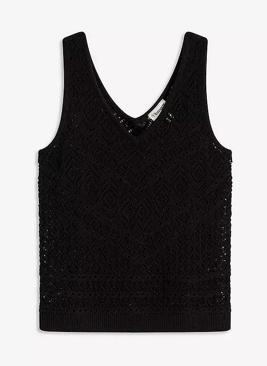 CZARNY DZIANINOWY TOP