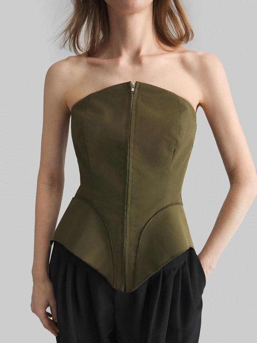 zielony top zamek 