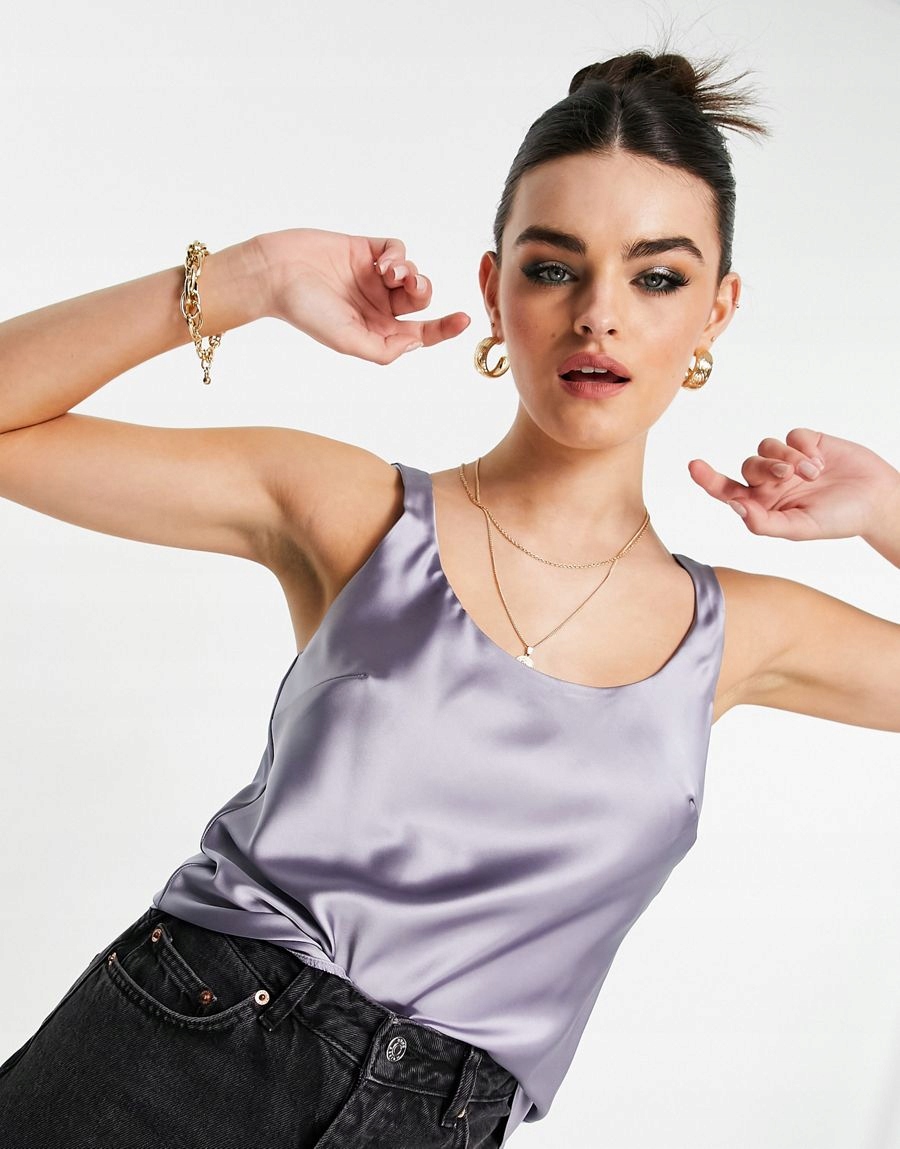 fioletowy satynowy top 