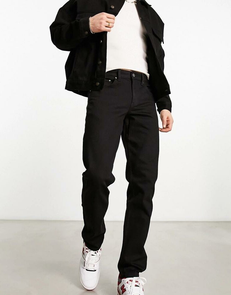 CZARNE SPODNIE SLIM JEANS KIESZENIE ZAMEK