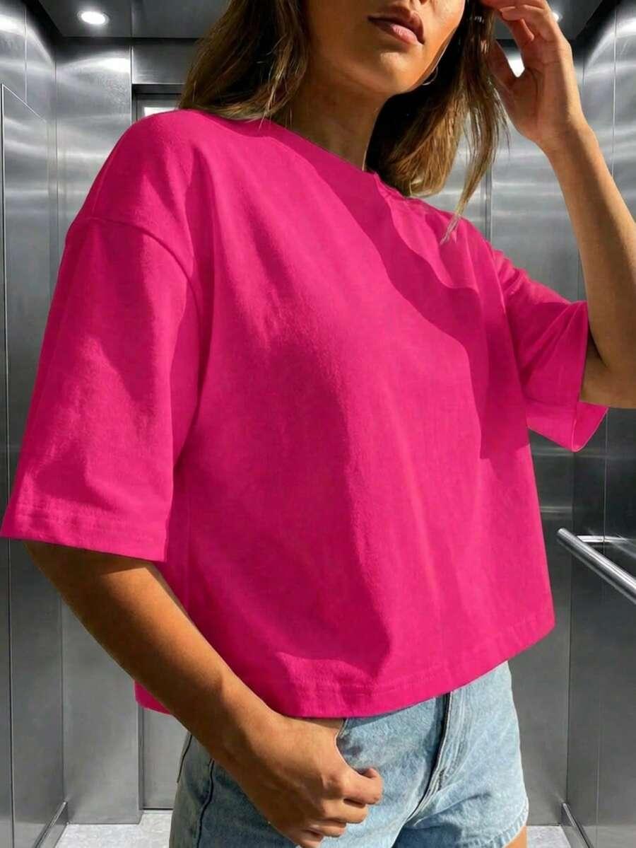 różowy t-shirt casual
