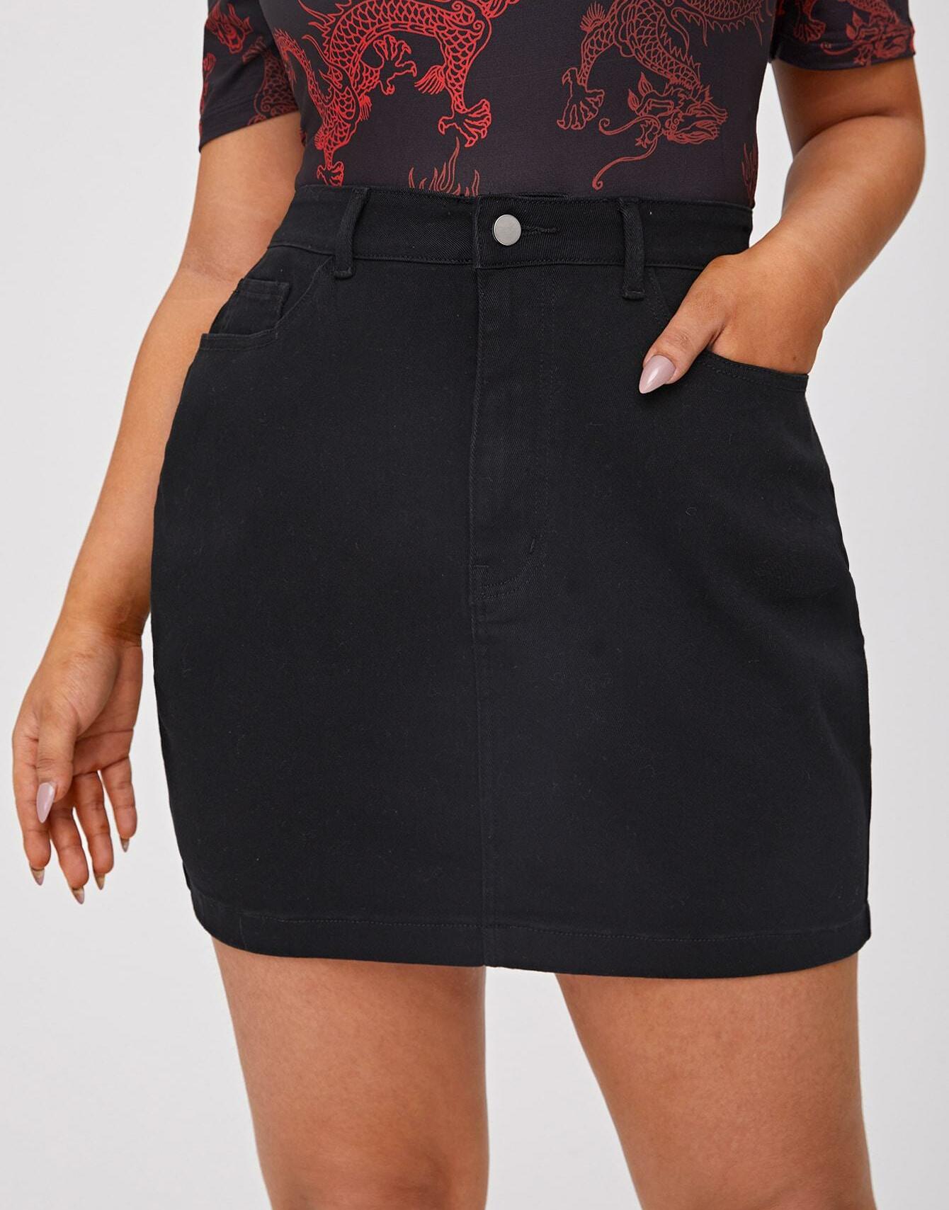 CZARNA MINI SPÓDNICA JEANS 