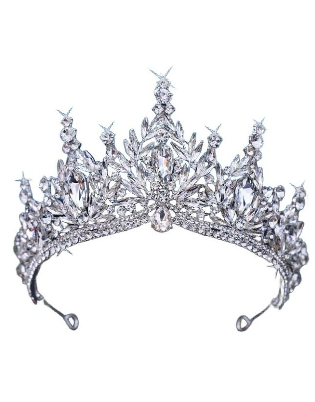 srebrna tiara zdobienie cyrkonie