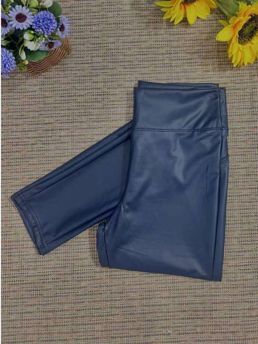 granatowe LEGGINSY IMITACJA SKÓRY