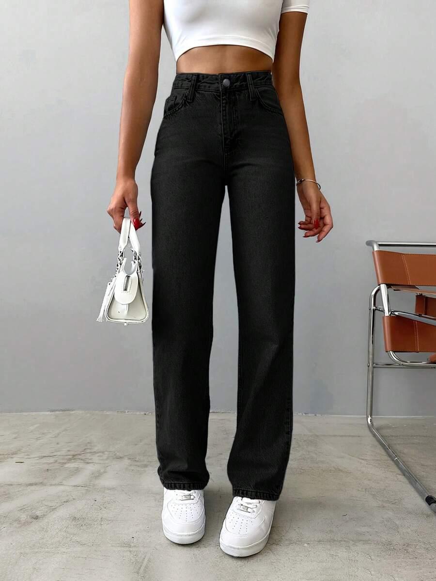 CZARNE SPODNIE JEANS