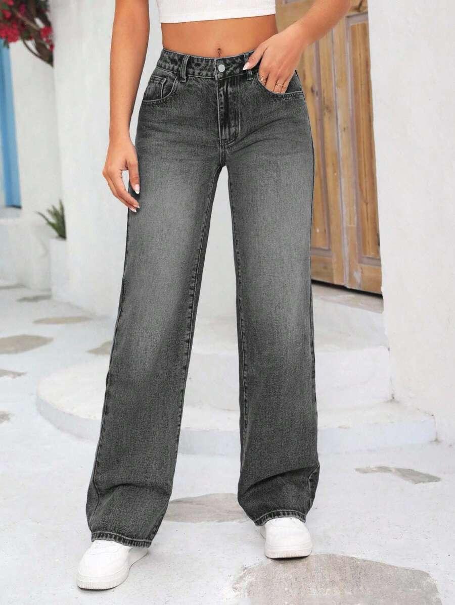 SZARE PROSTE SPODNIE JEANS