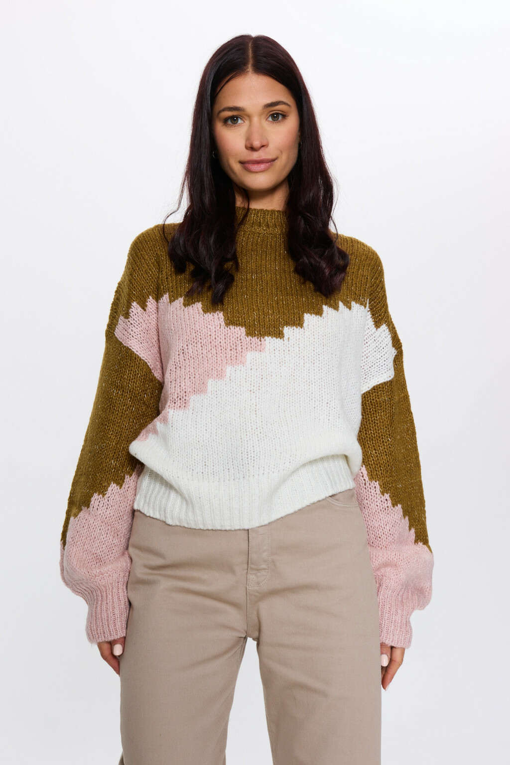 DZIANINOWY SWETER KONTRAST 1750024-47015