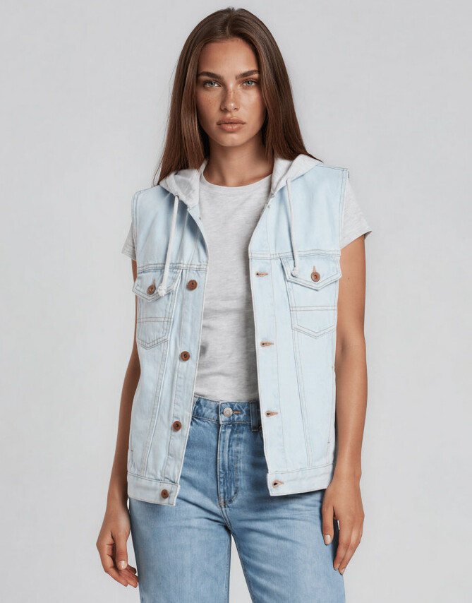 kamizelka jeans z kapturem