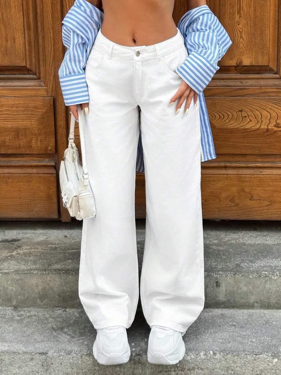 BIAŁE SPODNIE JEANS