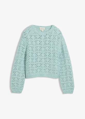 GRUBY SWETER W AŻUROWY WZÓR
