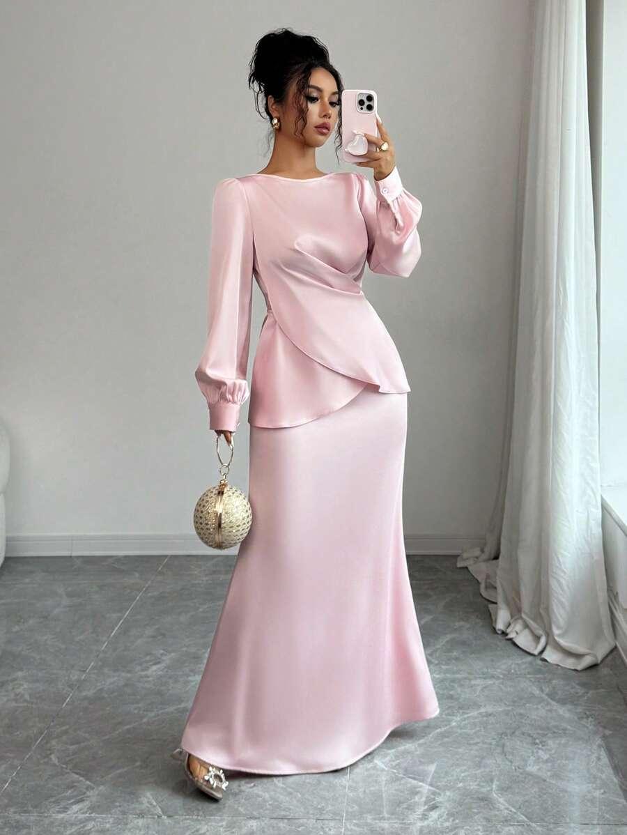 satynowa maxi sukienka