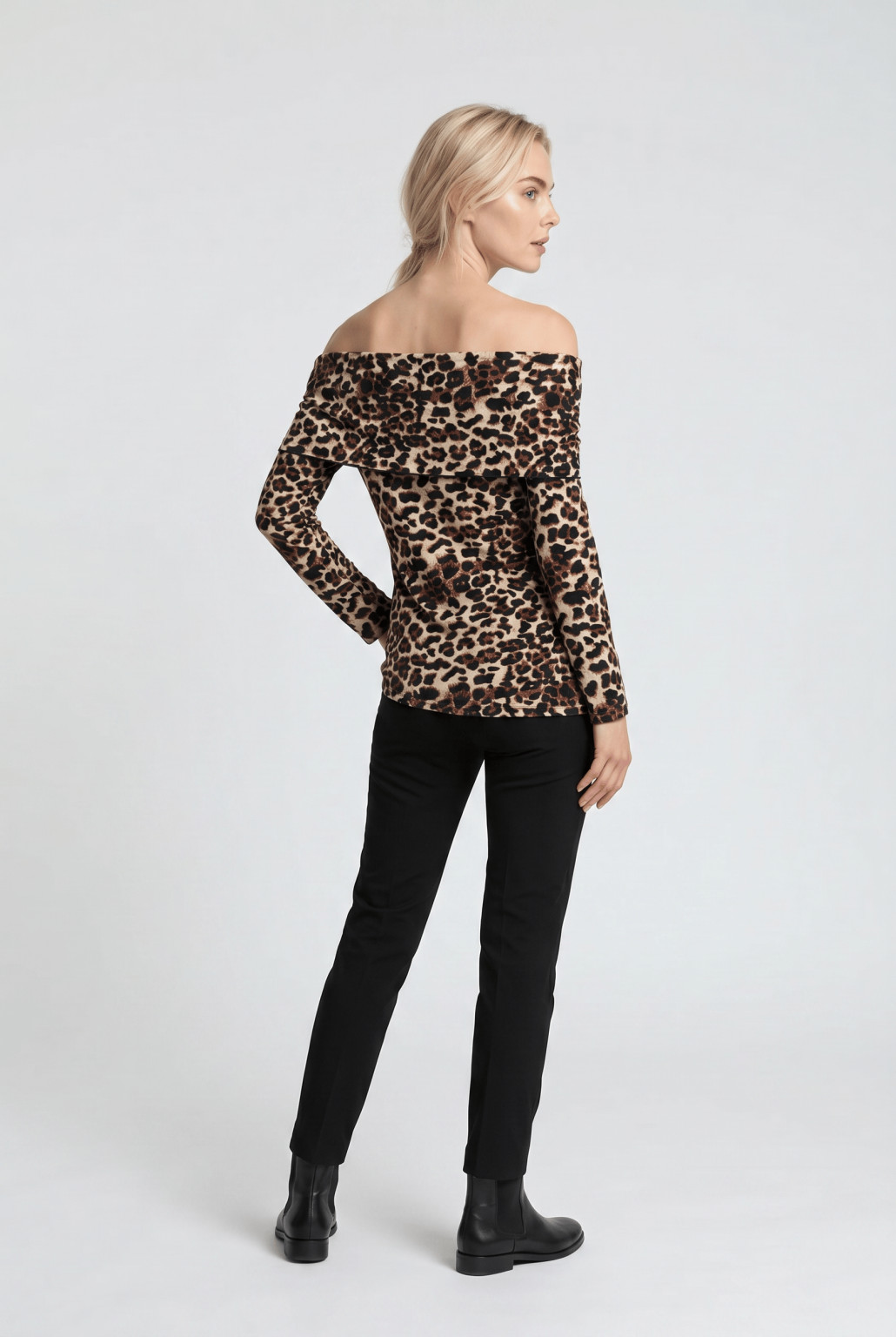BLUZKA ODKRYTE RAMIONA ANIMAL PRINT