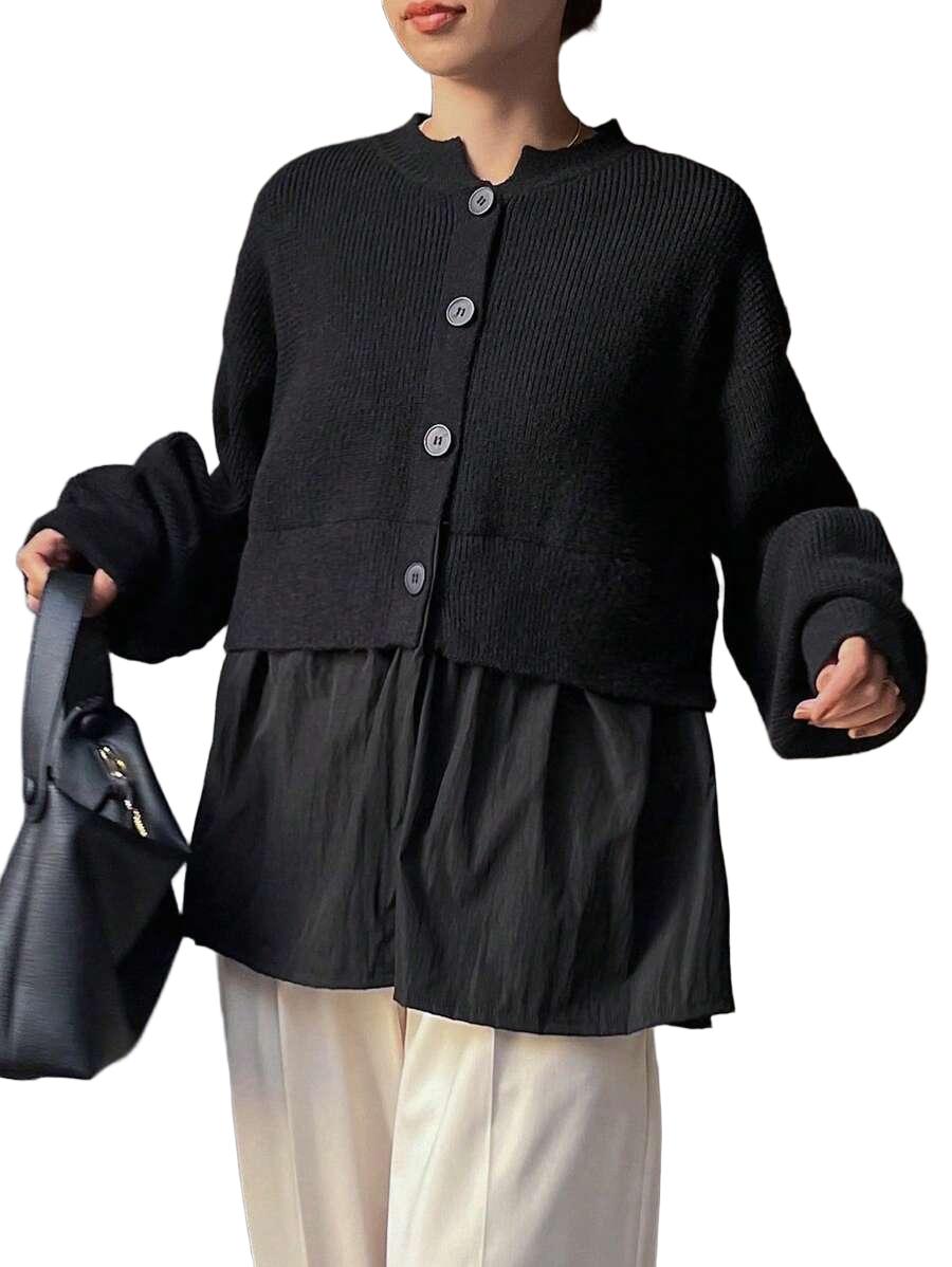  SWETER ROZPINANY CZARNY 