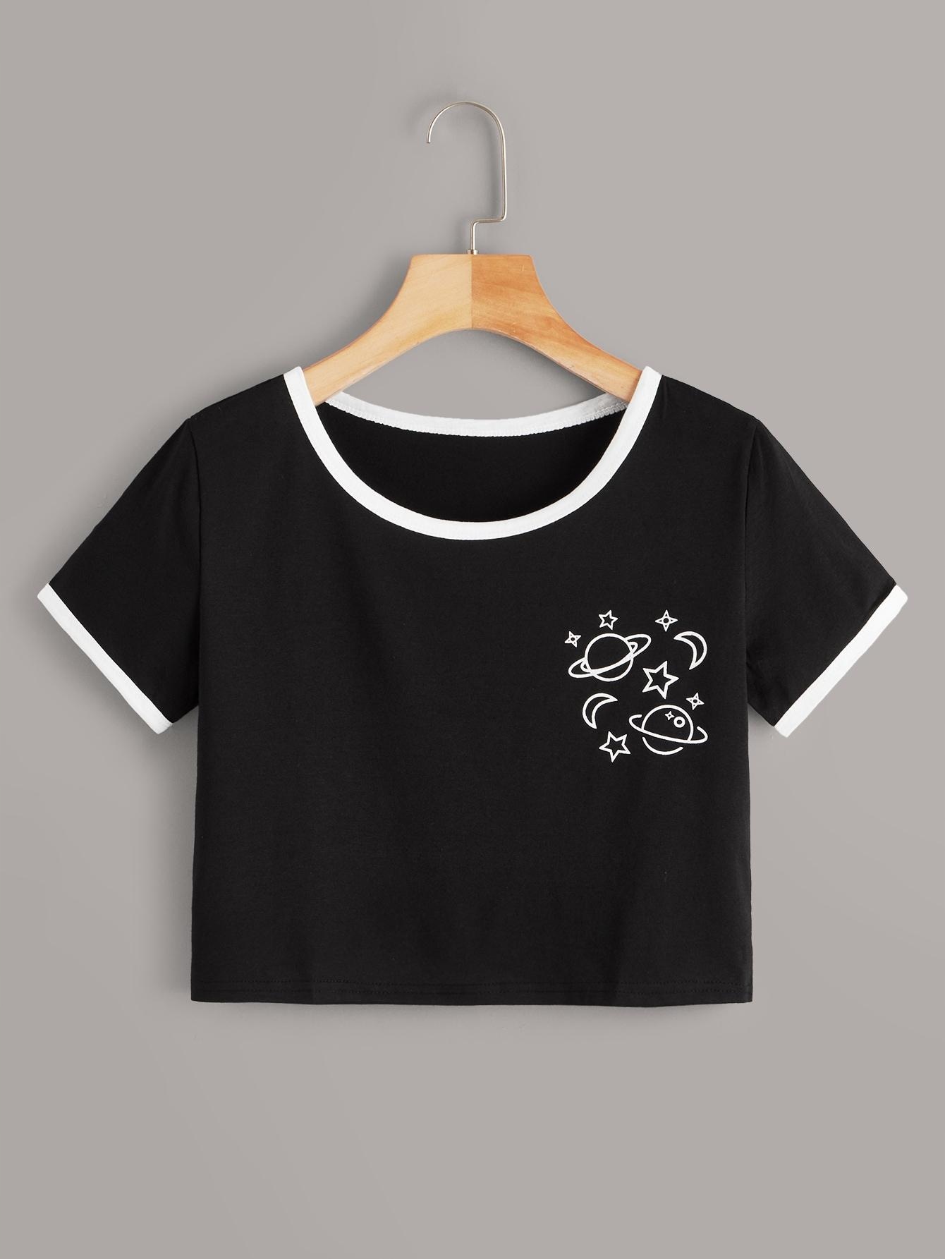 czarny top print 