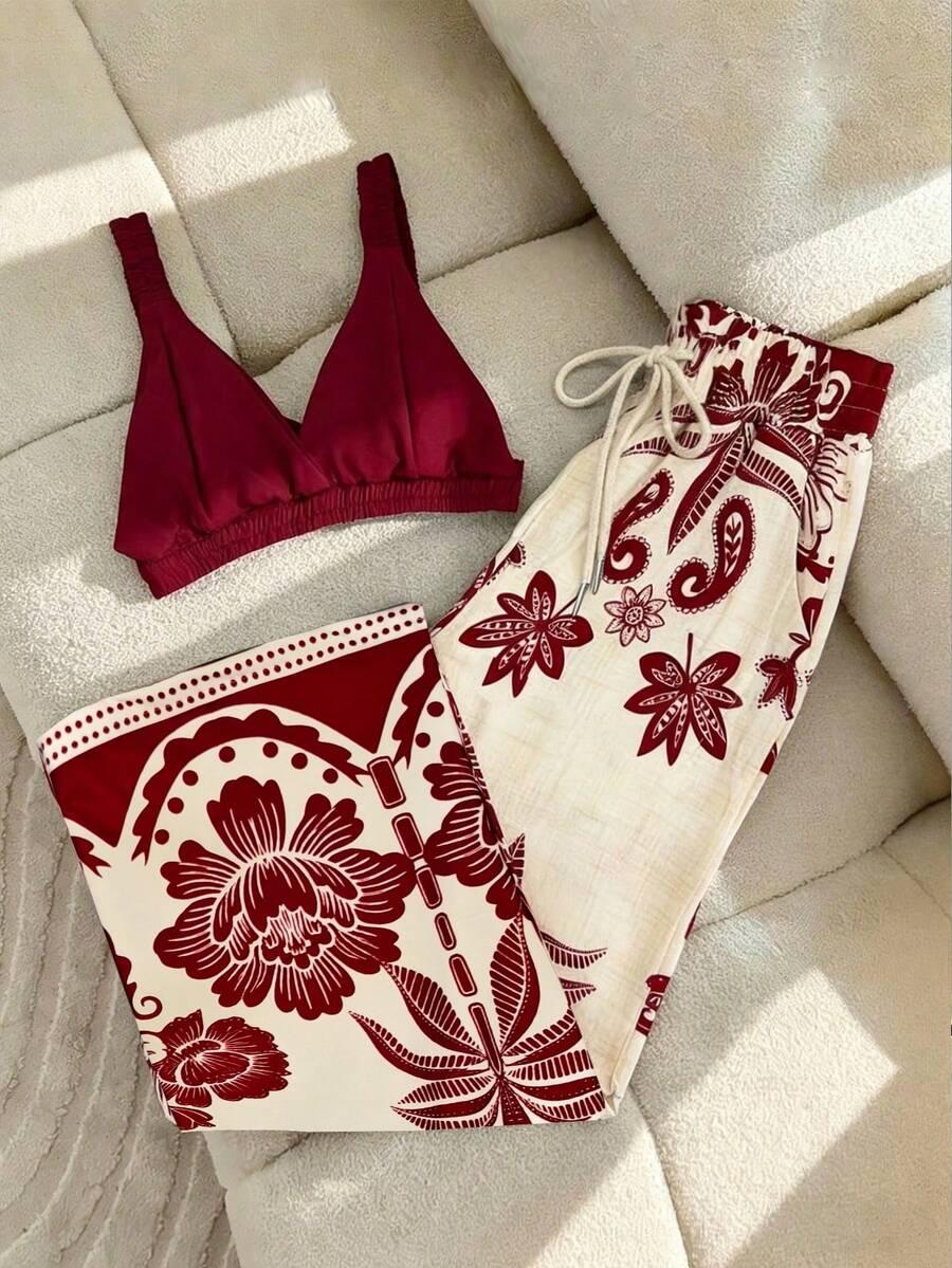 top spodnie komplet print