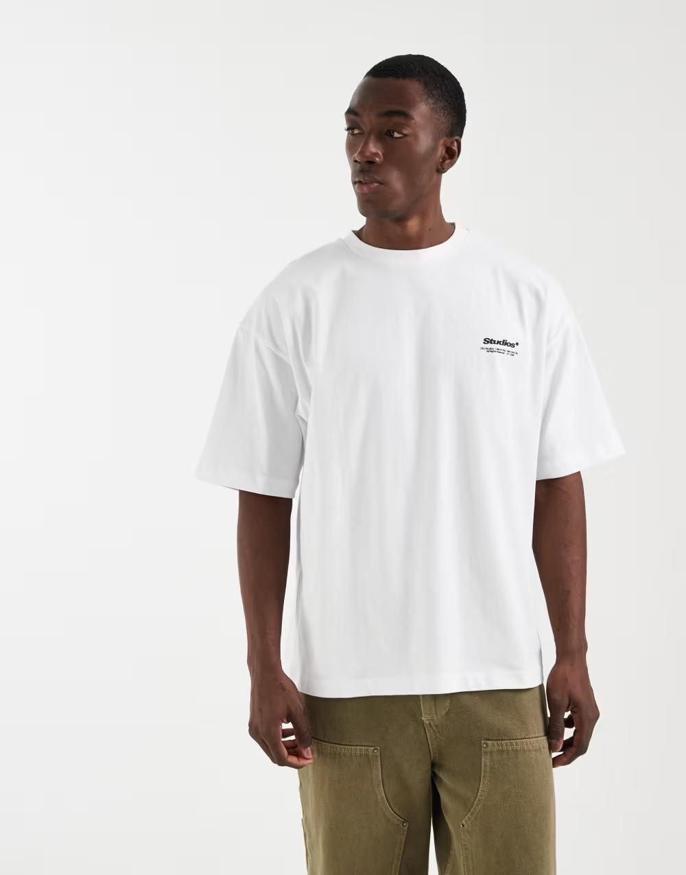 biały t-shirt casual print
