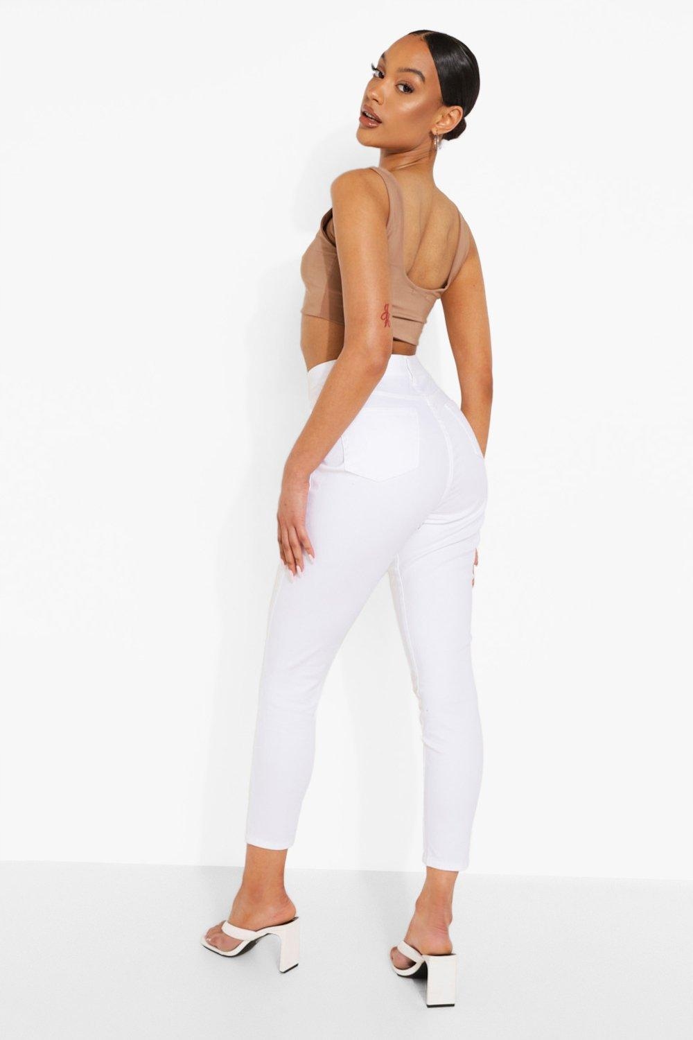 białe spodnie jeans rurki