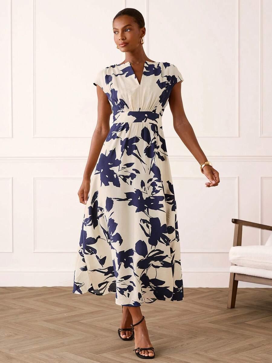 sukienka v-neck print
