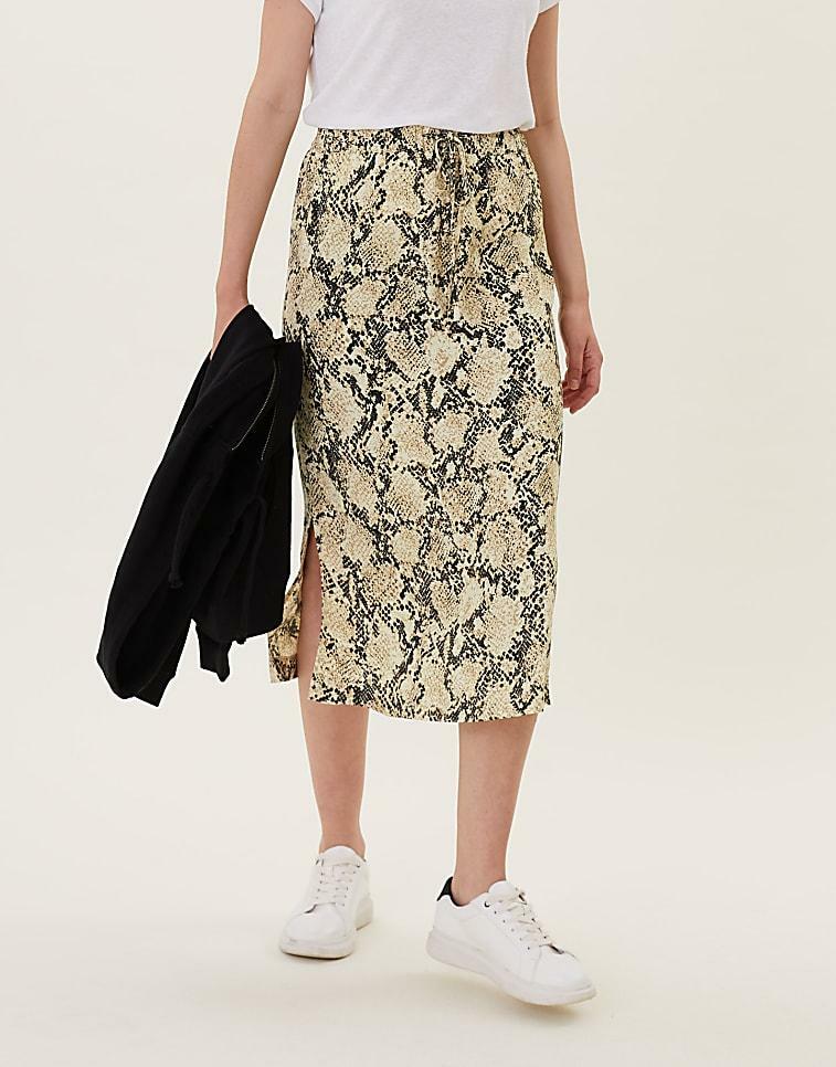 MIDI SPÓDNICA SNAKE PRINT T42-2982-V4