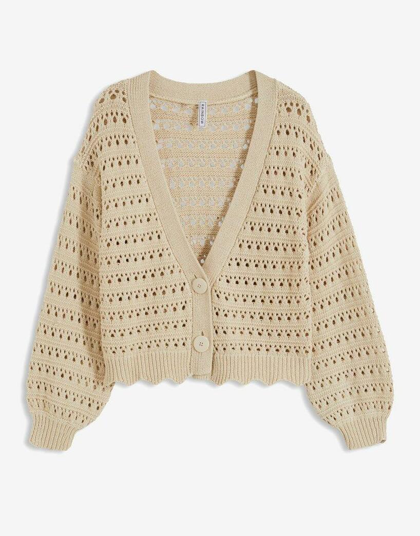 SWETER ROZPINANY AŻUROWY 