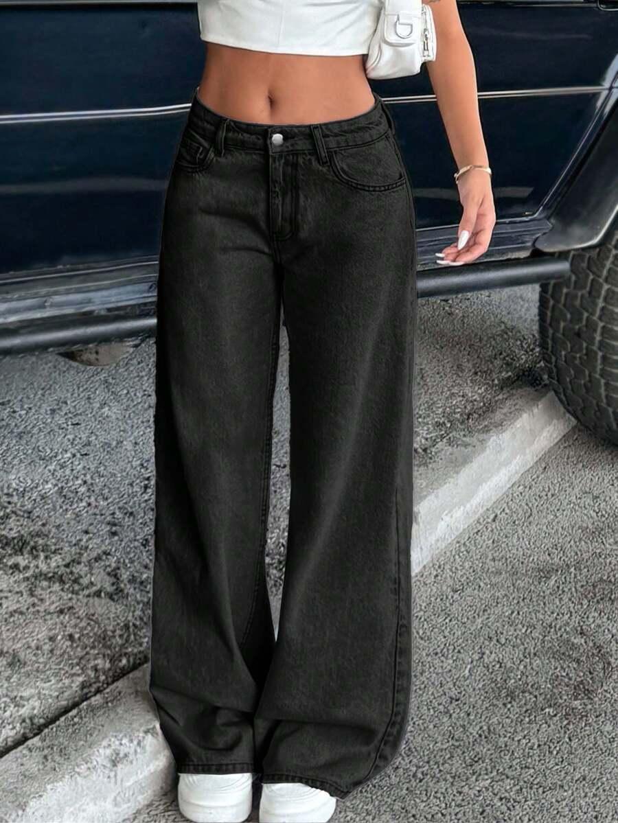 CZARNE SPODNIE JEANS 
