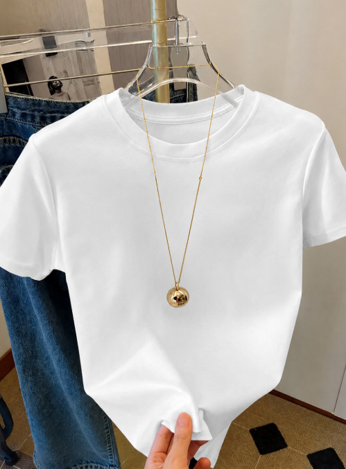 biały t-shirt okrągły dekolt