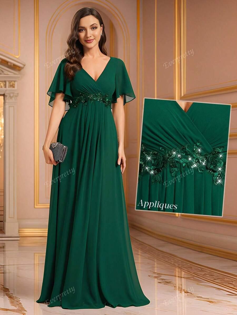 ZIELONA MAXI SUKIENKA V-NECK