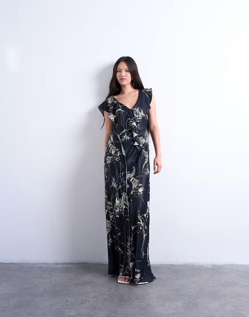 maxi sukienka v-neck print