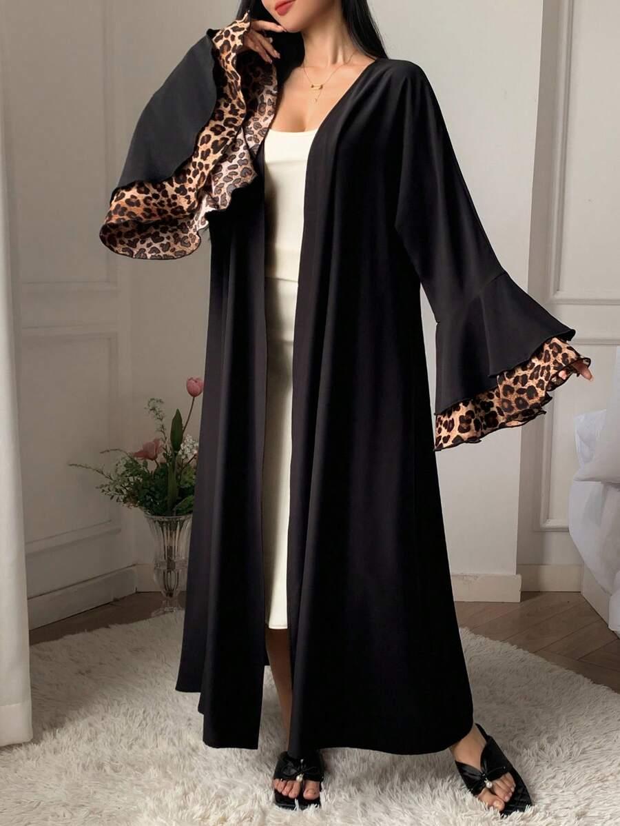 czarny szlafrok animal print
