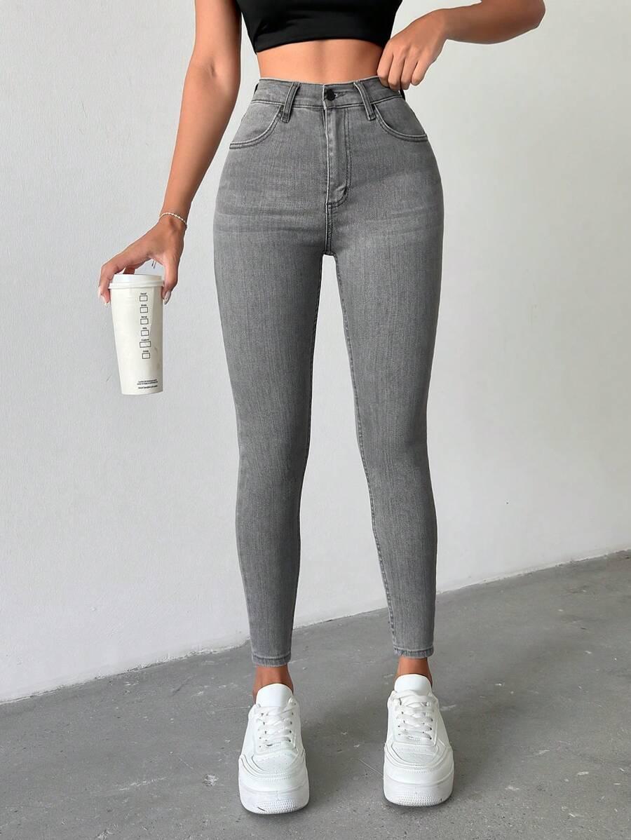 SZARE SPODNIE JEANS RURKI