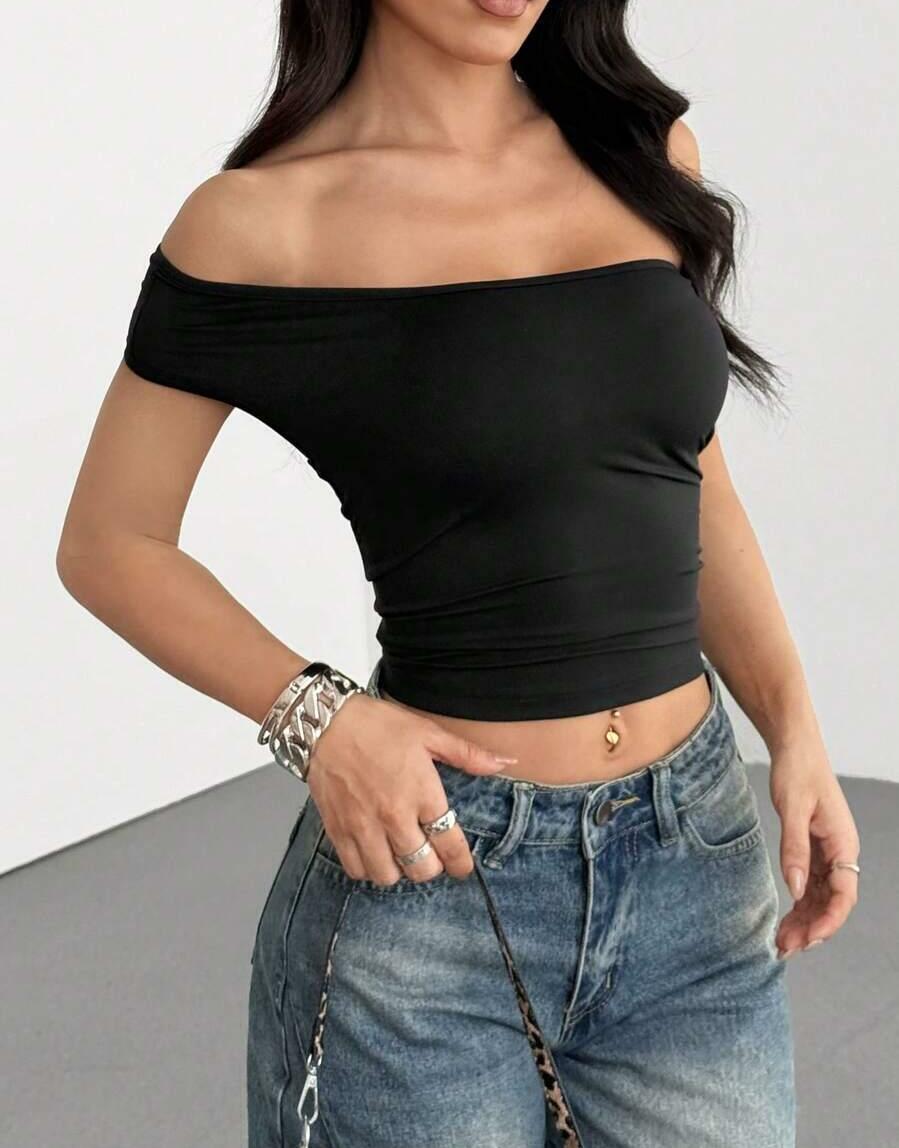CZARNY TOP CASUAL