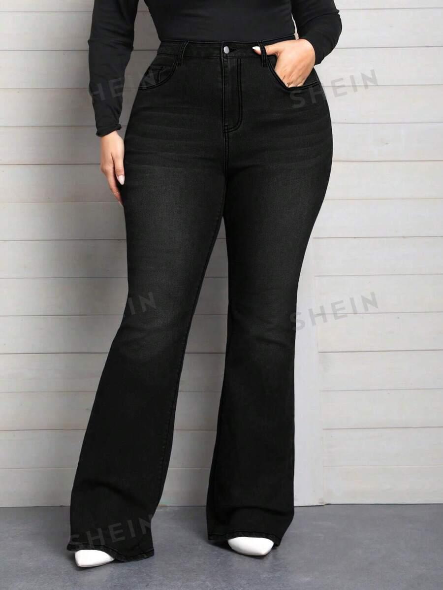 CZARNE SPODNIE JEANS DZWONY