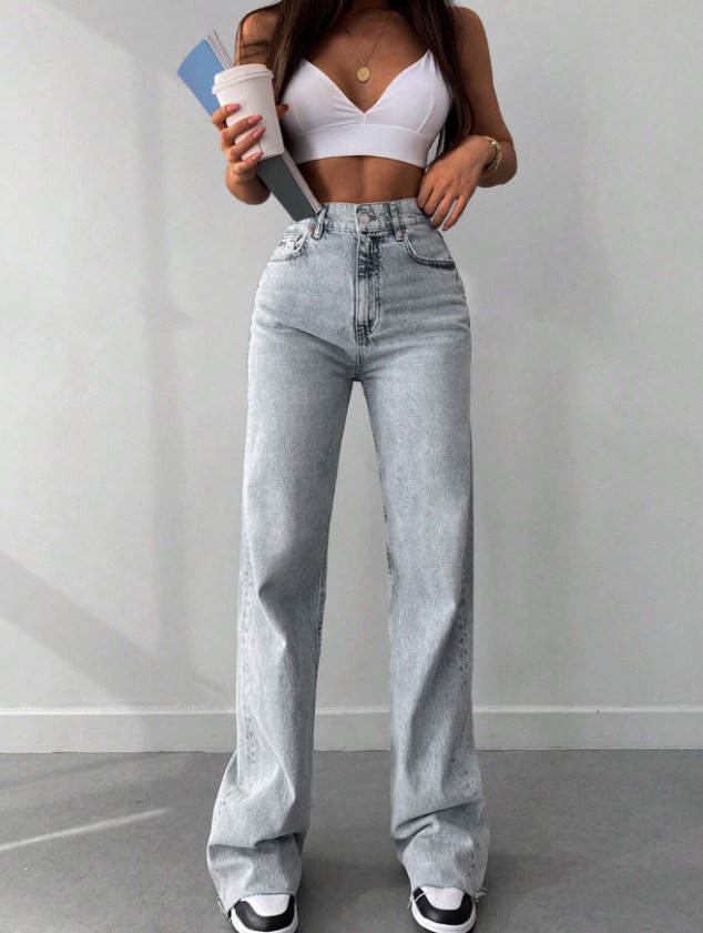 SZARE SPODNIE JEANS 