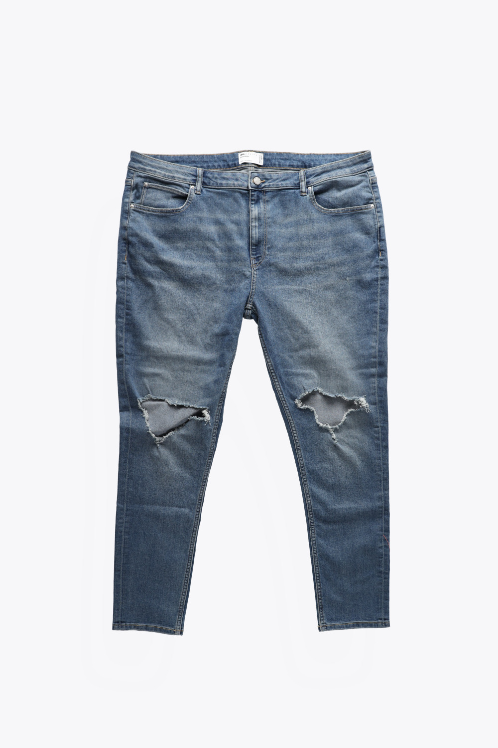 niebieskie spodnie ripped jeans dziury