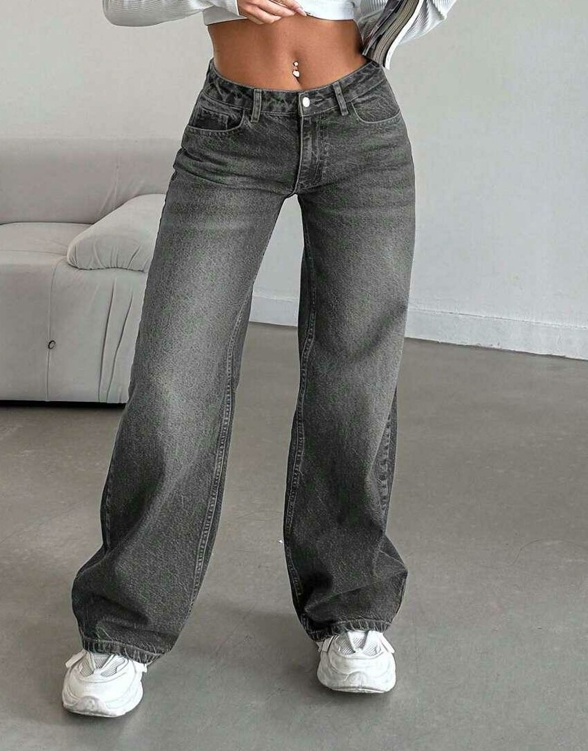 SZARE SPODNIE JEANS