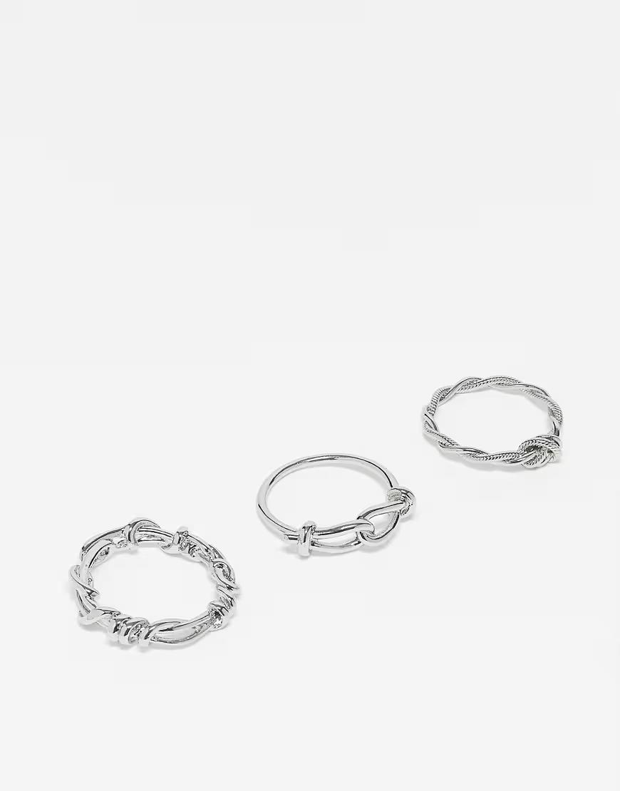 pierścionek w srebrnym kolorze 3-pack