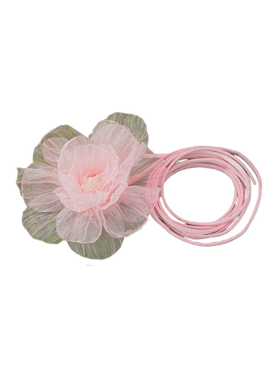 różowy naszyjnik choker kwiat