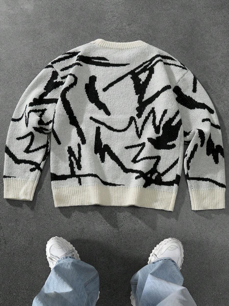 sweter wzór kontrast 