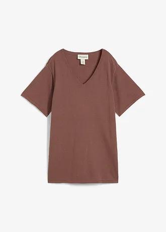 T-SHIRT Z CIENKIEJ DZIANINY Z DOMIESZKĄ LNU