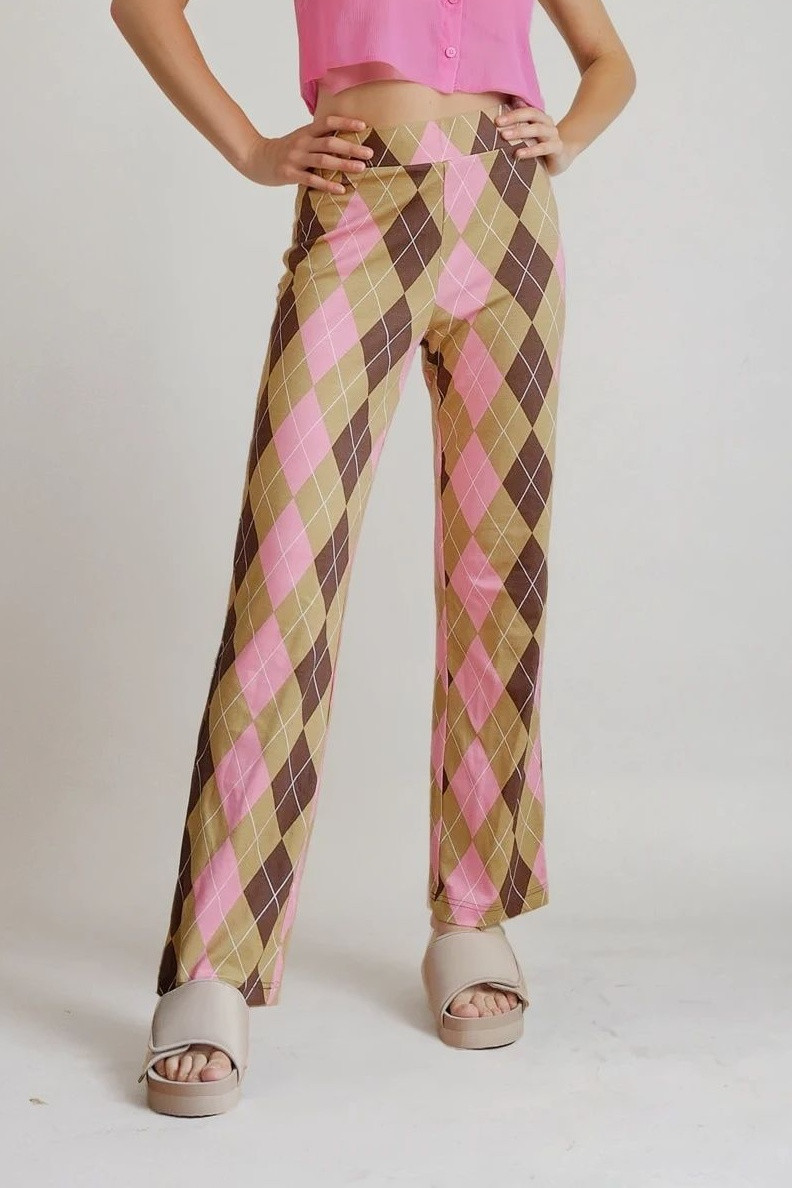 SPODNIE CASUAL PRINT KONTRAST
