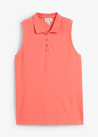 KOSZULKA POLO DAMSKA BAWEŁNIANA REGULAR KORALOWA 