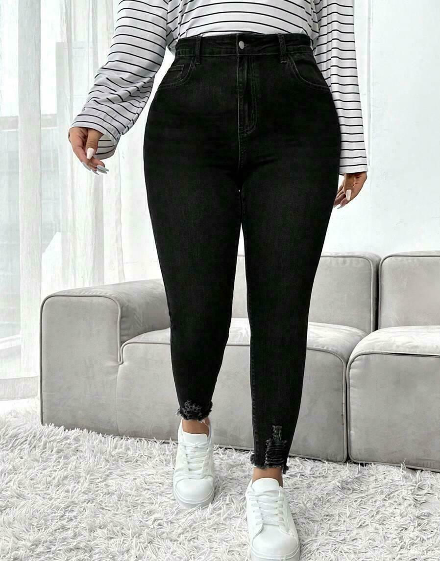 CZARNE SPODNIE JEANS WYSOKI STAN