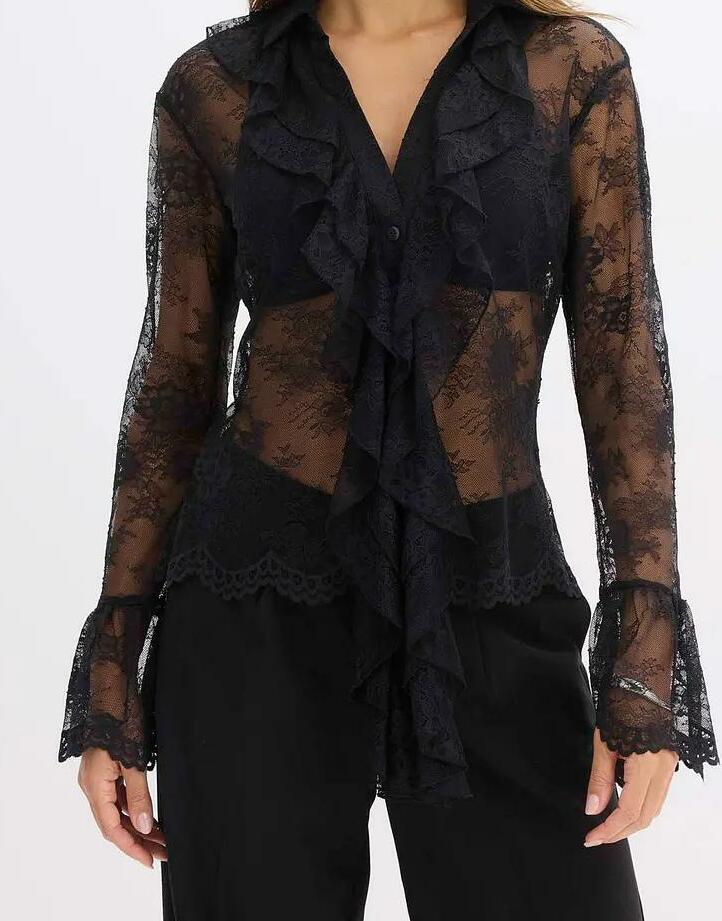 BLUZA KORONKOWA CZARNA