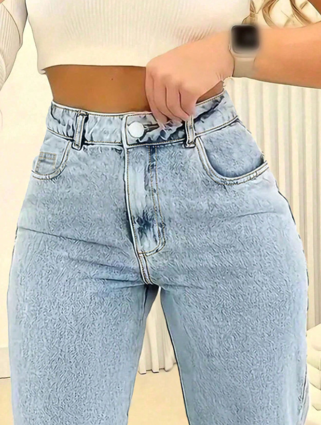 NIEBIESKIE SPODNIE JEANS WYSOKI STAN