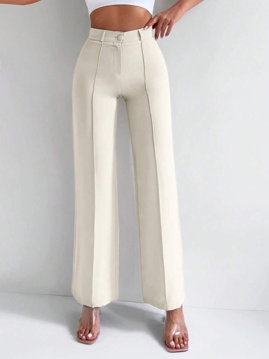 BEŻOWE SPODNIE ZAMEK