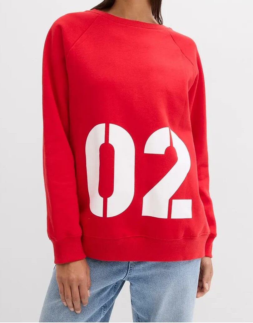 BLUZA DAMSKA REGULAR BAWEŁNIANA BEZ KAPTURA