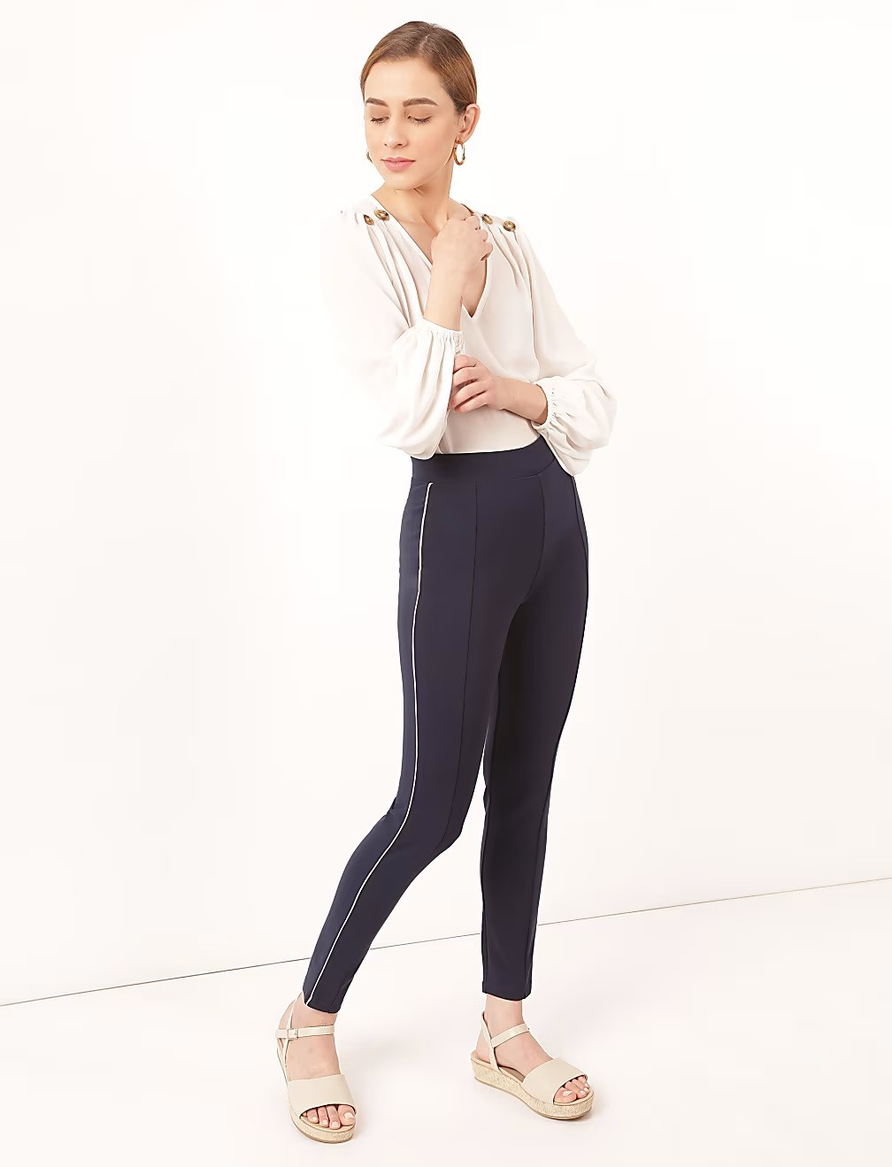 GRANATOWE LEGGINSY LAMPASY T59-4968K-F0