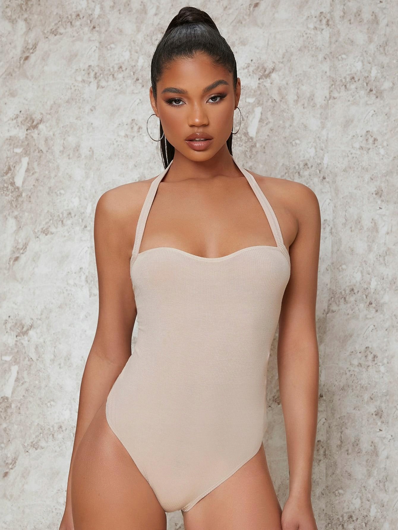 beżowe body prążki