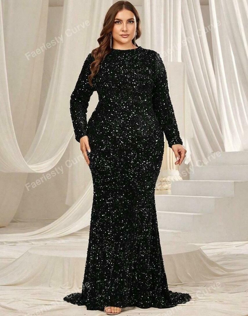 CZARNA MAXI SUKIENKA CEKINY 